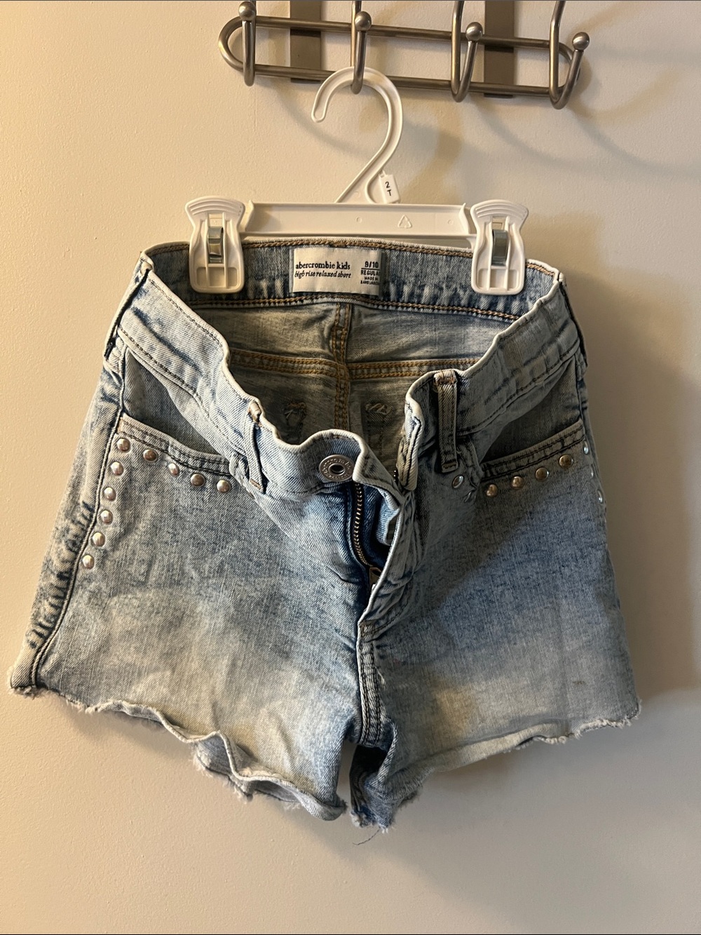 abercrombie kids Light Blue Studded Denim Shorts